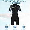 Mens Wetsuit, Front Zip Shorty Wetsuits for Men 3/2mm Neoprene Wetsuit with Short Sleeves for Swimming, Diving and Water Sports, Wetsuits for Temperature 12C & Above