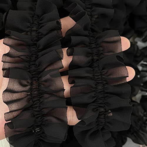 3 Yards Pleated Chiffon Fringe Ribbon Lace Ruffled Trim For Dress Collar Decoration Dress Clothing Sewing Edge Crafts #TOP6
