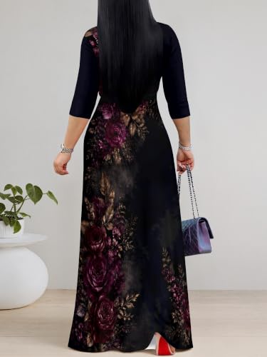 Image of Women's 3 /4 Sleeve Maxi Dress with Pockets