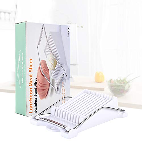 Zeakone Luncheon Meat Slicer, Stainless Steel Wires, Boiled Egg Fruit Slicer Soft Food Cheese Sushi Cutter Canned Meat Cutting Machine With 10 Singing Cutting Wires (White) #TOP21