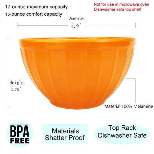 Kx-Ware Melamine Fluted Bowls Set With Lids - 6Pcs 15 Oz Cereal/Prep Bowls, 6 Assorted Color | Break-Resistant 100% Melamine Bowls And Plastic Lids | Dishwasher Safe, Bpa Free #TOP1