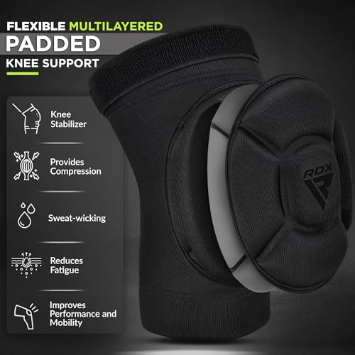RDX Knieschoner für MMA Kickboxen und Muay Thai Training, Schaumstoff Gepolsterte Unterstützung Kniestütze Guard, Kampfsport Grappling Schutzkleidung Käfig BJJ Karate Volleyball Wrestling