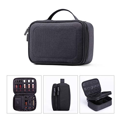 Preisvergleich Produktbild Rownyeon 3 Schichten wasserdichte Kosmetiktasche Kosmetiktaschen Reiseveranstalter Mini Train Case mit verstellbaren Trennwänden für Kosmetik-Make-up-Pinsel Kulturartikel Schmuckzubehör