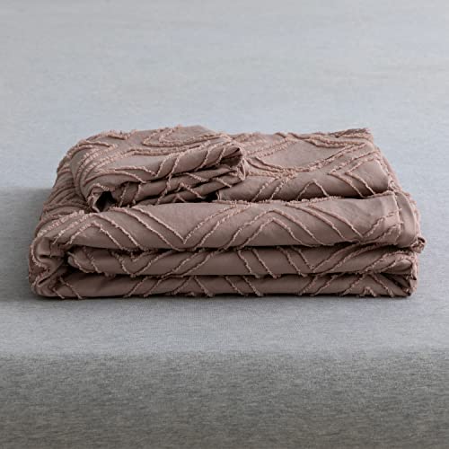 Jellymoni Pink Duvet Cover Queen Size - Microfiber Tufted Duvet Cover Set, Boho Textured Duvet Cover Jacquard Rhombus Geometric Pattern Duvet Cover With Corner Ties & Zipper Closure #TOP6