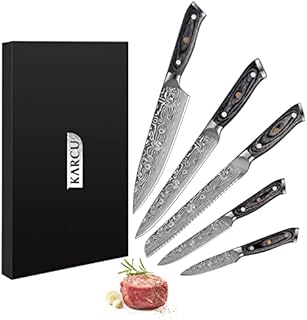 Kitchen Knife Set, 5 Pieces High Carbon Stainless Steel Knives Set With Wooden Handle, Includes Chef Knife, Slicing Knife, Bread Knife, Utility Knife And Paring Knife