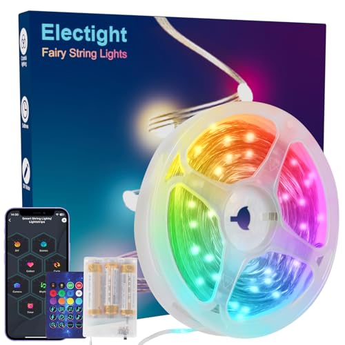 Electight 5M RGB Smart IC Smart Luci di LED con Telecomando, Luci Multicolore LED, IP65 Impermeabile, Sincronizzazione Musicale, per Interni ed Esterni, Feste, Matrimonio, Giardino, Batterie Incluse