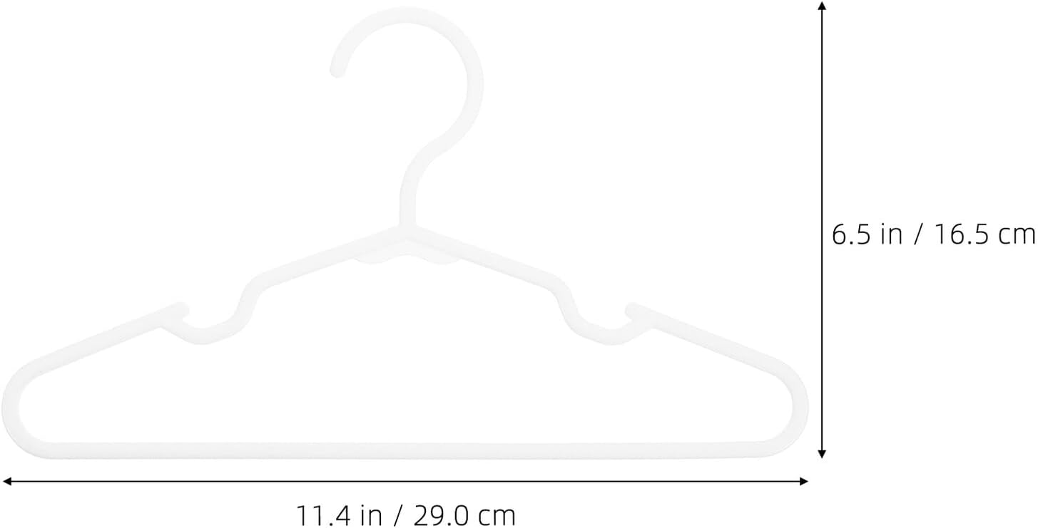 White Children’s Clothes Hangers Plastic 50 Pack for Closet Laundry