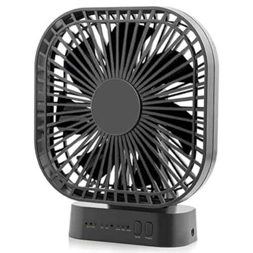 Joselin Mini Ventilador de Escritorio, Ventilador Recargable USB con Temporizador, Viento Fuerte, 3 Velocidades, 7 Hojas de Ventilador, Portátil, Silencioso, Oficina, Camping, Negro