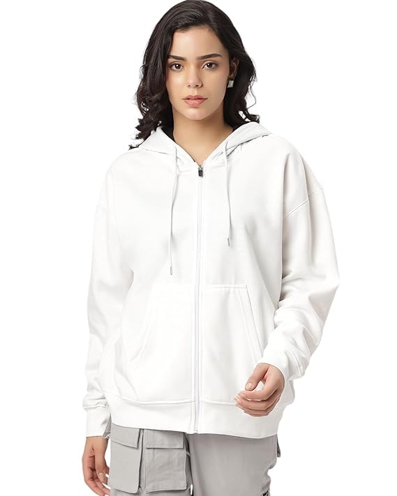 be savage Solid Drop Shoulder Hooded Neck Long Sleeves Hoodie Winter Wear Zipper Jacket for Women's-picture-56