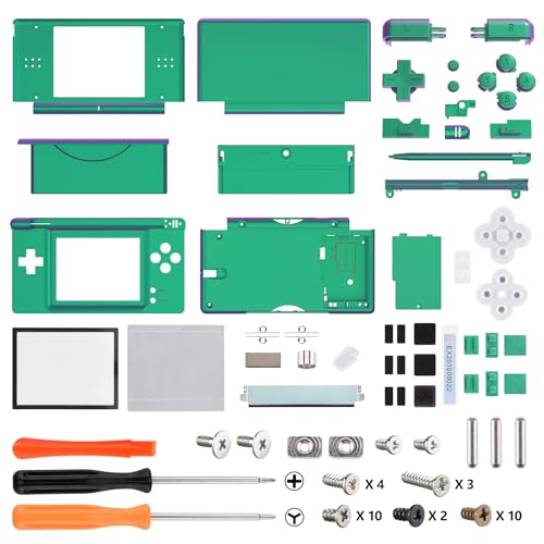 Image of eXtremeRate Replacement Full Housing Shell for Nintendo DS Lite, Custom Handheld Console Case Cover with Buttons, Screen Lens for Nintendo DS Lite NDSL - Chameleon Green Purple