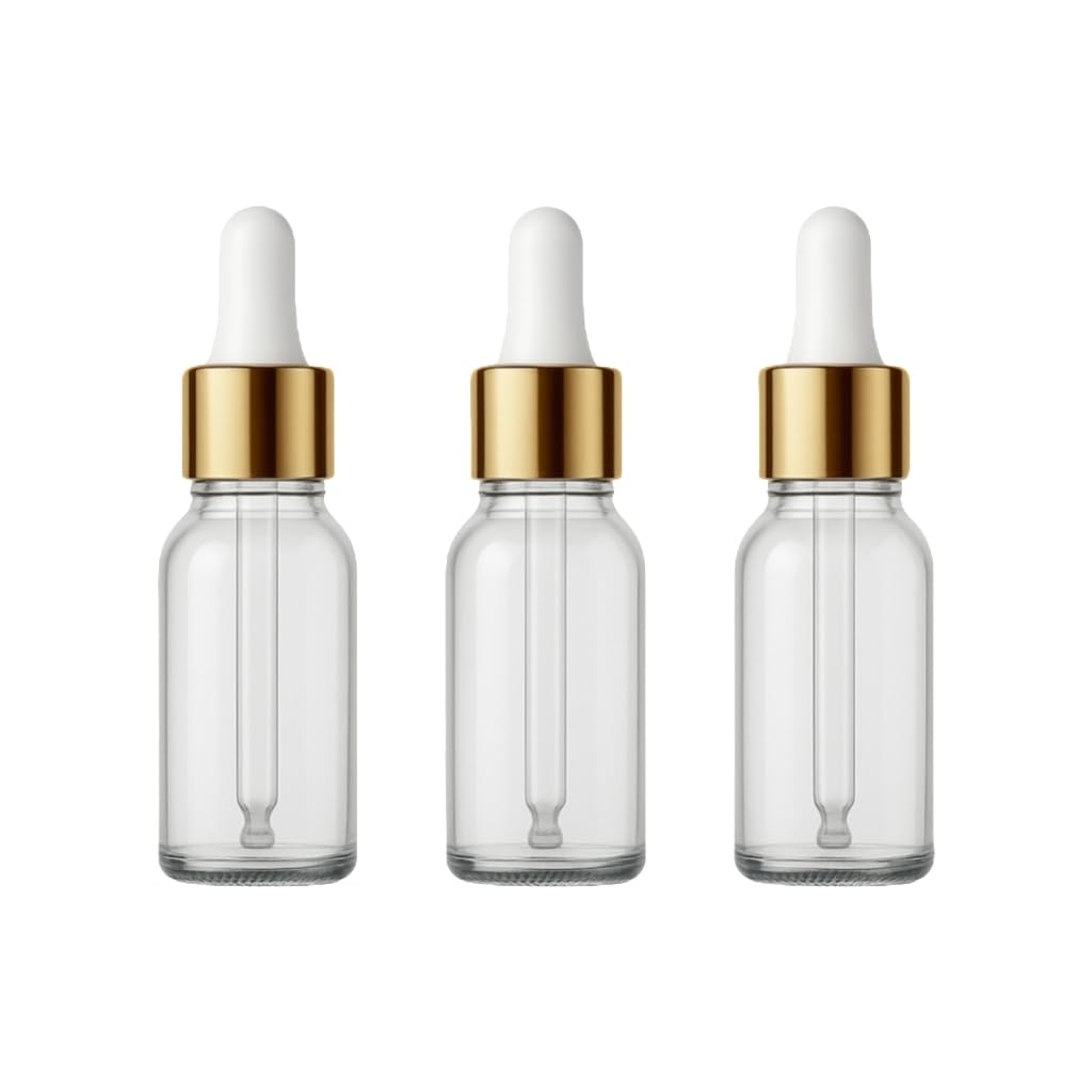 Transparent Glass Dropper Bottle with Gold Dropper – Refillable & Reusable for Essential Oils, Serums, Face Oils & Perfumes (30ML)-image-35