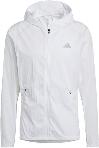 adidas Mens Marathon Jacket Running Athletic Outerwear - White