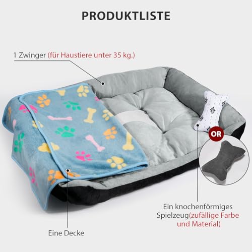 Hundebett Mittelgroße Hunde, mit erhöhte Ränder und abwaschbar Hundebetten, Hundematratze mit rutschfestem Boden, Hundematte für große mittelgroße Hunde-80×60×15cm (Grau)