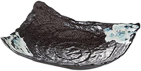 Set of 5 Black Crystal Unofu Double Long Square Plates, 9.1 x 7.1 x 2.5 inches (23 x 18 x 6.3 cm), 24.0 oz (710 g), Rectangular Dish, Restaurant, Inn, Japanese Tableware, Restaurant, Commercial Use