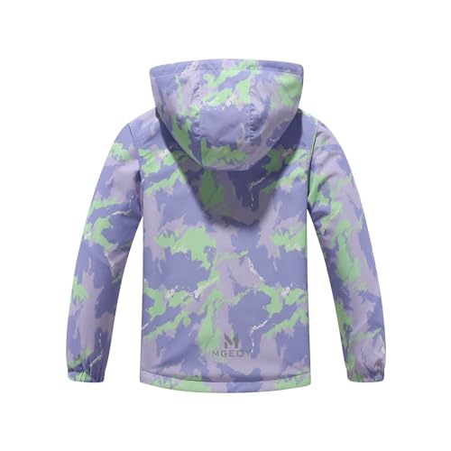 Image of MGEOY Boys Girls Reversible Jacket Lightweight Waterproof Fleece Lined Raincoat for Kids(4-12), 8-9 Years, Purple(lining:fleece)