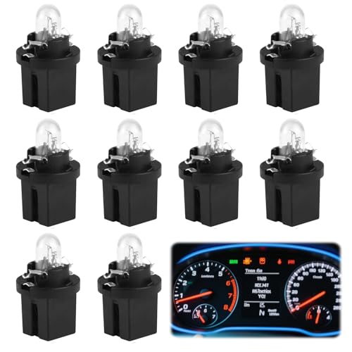VTYTZZ 10 Pcs 12v 2w Ampoule Tableau De Bord,Ampoule T5,Ampoule T5 Led,AmpouleW1.2w, Cob Smd Blanc Compatible Voiture,Moto, Bateaux Remplacement Éclairage Compteur Vitesse Jauge Cluster