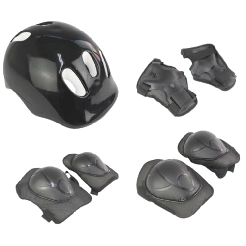 Kit de Proteção Infantil com Capacete, Joelheiras, Cotoveleiras e Luvas, Preto