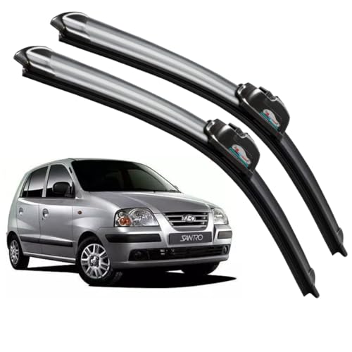 Image of Frameless Rubber Car Wiper Blades Set of 2 Compatible with (Santro Old (2008-2012) (D-20,P-16))