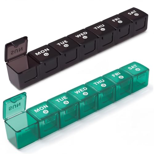 Image of 2-Pack Weekly Large Pill Organizer, Pill Container 7 Day Pill Box