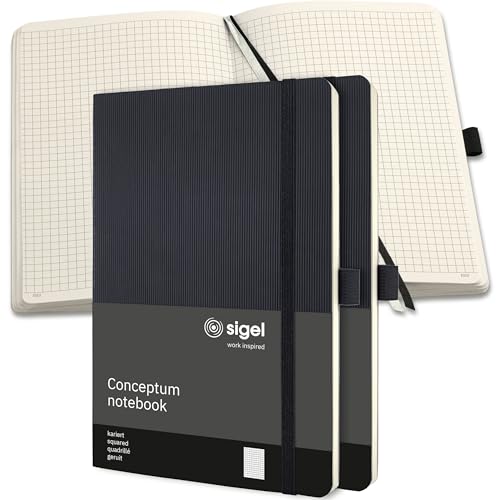 Sigel Co320 Premium Notebook Squared, A5, Softcover, Black, 3 Pieces - Conceptum