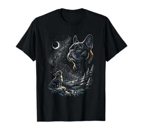 French Bulldog Howling At Moon Vintage 90s Funny Graphic T-Shirt