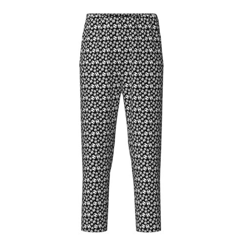 Pantalones de pijama con estampado negro de fútbol suaves cómodos para descanso
