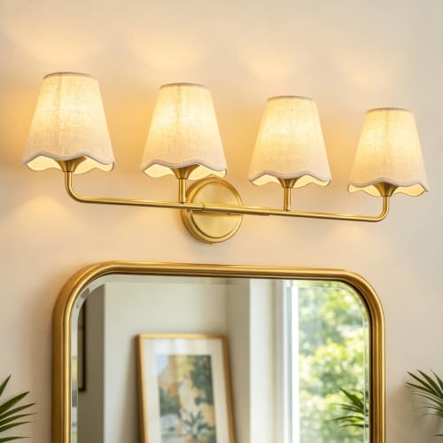 Image of Bathroom Vanity Lights Dimmable Gold Vanity Lighting 4-Light 30.7 inch