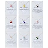 Kprusoian 9Pcs Bohemian Butterfly Necklace Set,Dainty Acrylic Colorful Insect Chain Necklace Minimalist Choker Necklace for Women Lover Jewelry (9Pcs White Card Butterfly)