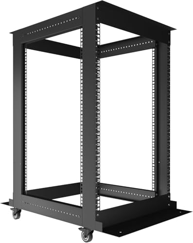Sysracks Open Frame Server Rack 18U - Adjustable 19-inch Rackmount for Data Center, Network, and Home Server - 440lb Capacity, Vented - Ideal for IT Equipment, Servers, Networking Gear Relay