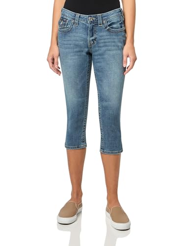 True Religion Women's Jennie Mid Rise Capri Flap Jeans - Stylish Flap Pocket
