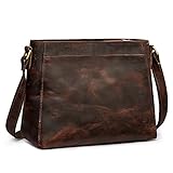 S-ZONE Medium Women Vintage Genuine Leather Crossbody Bag Shoulder Purse Handbag