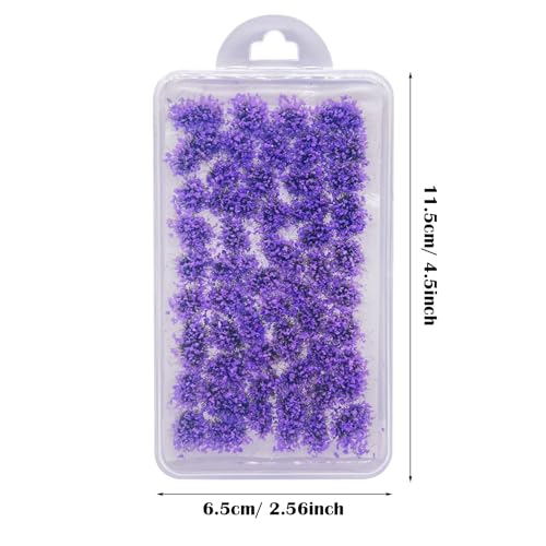 Woohome 53 Pcs DIY Miniature Flower Cluster Flower Vegetation Groups Purple Static Grass Tufts for Train Landscape Railroad Scenery Sand Military Layout Model Miniature Bases and Dioramas