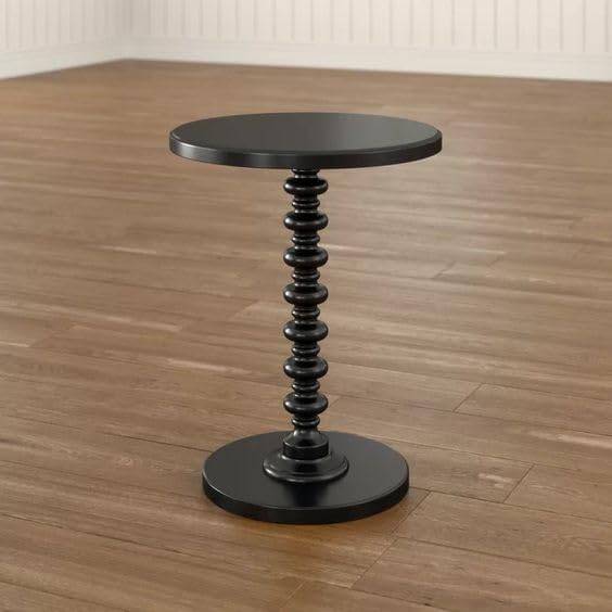 Image of VASIL MART Wooden Round Bed Side Table End Table, Side Table, Night Stand Beah Table for Living Room Bedroom (Black a)