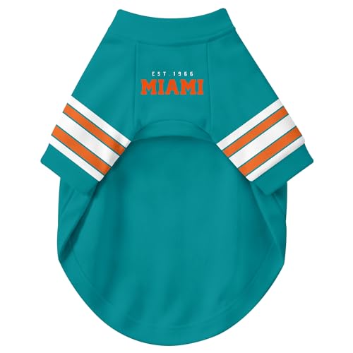 Image of Miami Dog Clothes Jersey Style Personalized Pet T Shirt with Custom Name Number for Small Medium Large Dogs
