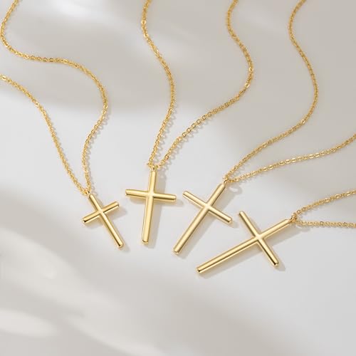 NEARLAND Cross Necklace for Women 14K Gold Cross Necklaces for Women Simple Gold Chain Faith Pendant Necklace Womens 20/25/28/33mm4