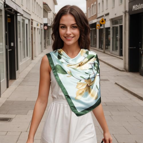 image for RIIQIICHY Head Scarf for Women Like Silk Scarf Hair Scarf Printed Squa