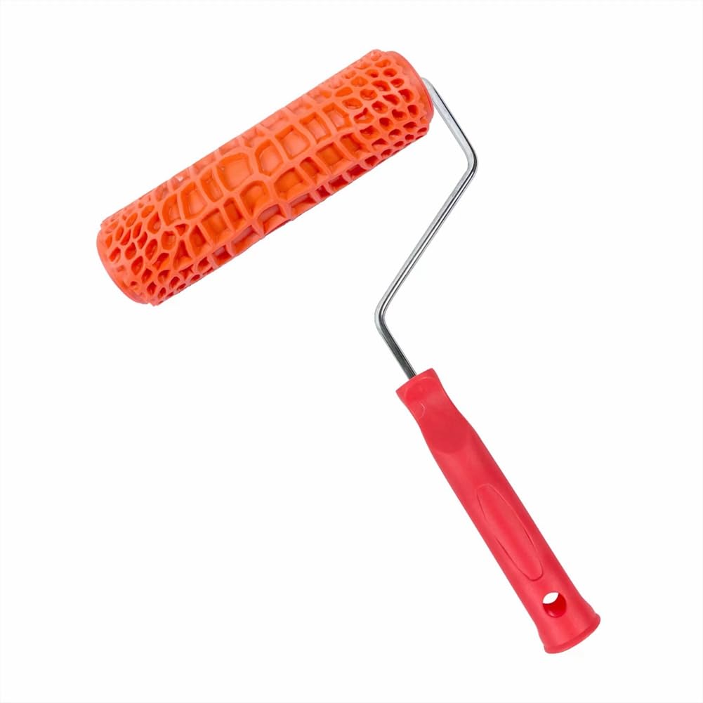 Rubber Imitation CrocodileGrain Pattern Paint Roller DIY Paint Texture Pigment Printing Wall Painting Roller Wood Grain Paint Printing Art Paint Roller Brush with Handle