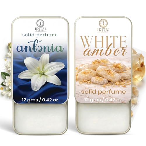 Image of Solid Perfume |Antonia&White amber Alcohol Free Wax Perfume Balm, Long Lasting | Pocket Tin 12g, Pack Of 2| Non Greasy Smooth Glide, Travel Friendly Unisex Gifts He Or Her
