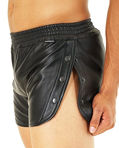Bockle® Twenty Buttons leather pants Men leather pants Shorts short leather trousers3