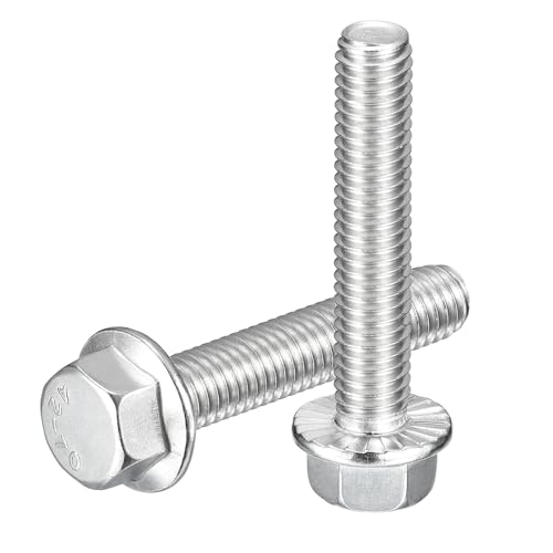 Image of uxcell 10Pcs 3 /8-16 x 2 Flanged Hex Head Bolts, 304 Stainless Steel Flange Hexagon Screws, Flange Hex Drive Screws 5.8 Grade for Machinery Industry Home Appliances, Silver