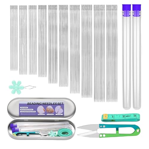 Aguja para abalorios en kit de 102 piezas para hacer collares, costura de punto y tejido de hogar