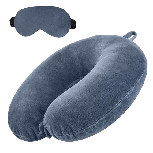 Image of Billebon Premium Neck Pillow Eye Mask Combo Airplane Travel Pillow with Comfortable Velvet Sleeping Eyemask Head Rest Pillow & 30 Years Warranty