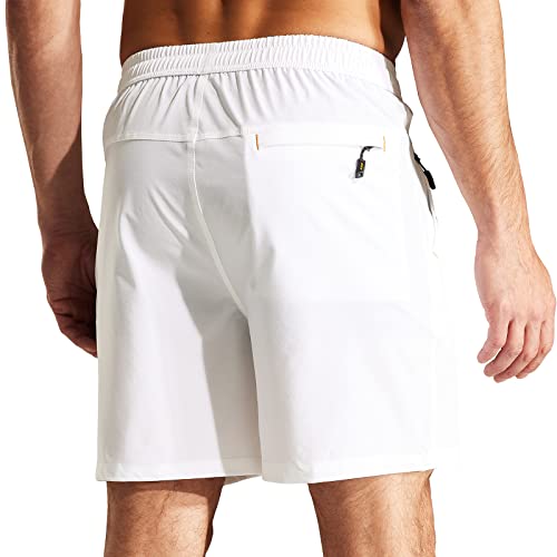 Image of MIER Men's Quick Dry Running Shorts with Zipper Pocket Elastic Waist Athletic Workout Exercise Shorts