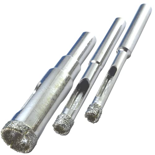 Diamond Tile Drill Bit Kit - Glass & Porcelain Set, 5 Pack: 3/16", "1/4", "1/2" Diamond Drill Bits for Ceramic, Porcelain, Granite & Bottles