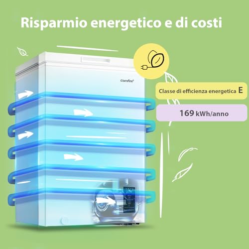 COMFEE' RCC100WH2(E) Congelatore a pozzetto, 99 Litri, Libera installazione, Silenzioso 38 dB, Sistema di raffreddamento D+, Controllo digitale, Adatto a vari scenari, Bianco - Immagine 1