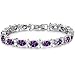 MENSO Bridal Wedding White Gold Plated Crystal Rhinestone Cubic Zirconia Charm Tennis Bracelet Bangle Purple