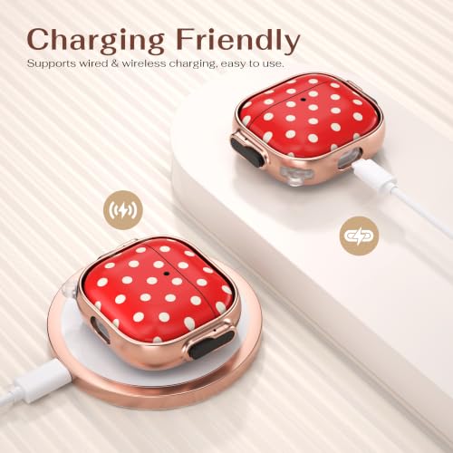 Image of for AirPods 4 Case with Safety Lock, Magsafe Compatible, Red Polka Dots