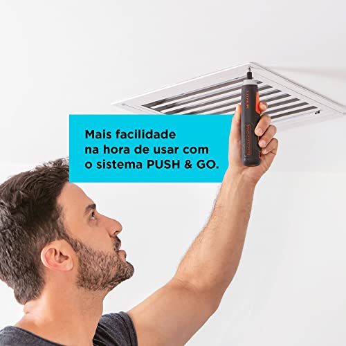 Black Decker Parafusadeira à Bateria, com Carregador USB, 4 Bits e Caixa de Transporte, Modelo BD40K