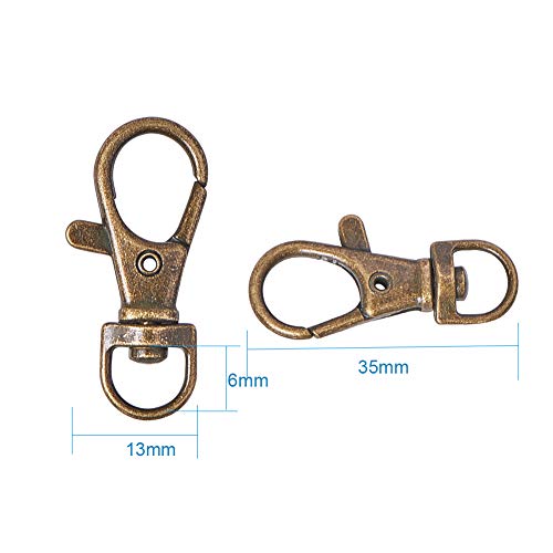 Ph Pandahall 50 Pcs Metal Lobster Claw Clasps Swivel Lanyards Trigger Snap Hooks Strap 35X13Mm For Macrame Keychain, Key Rings, Diy Bags And Jewelry Findings, Antique Bronze #TOP1