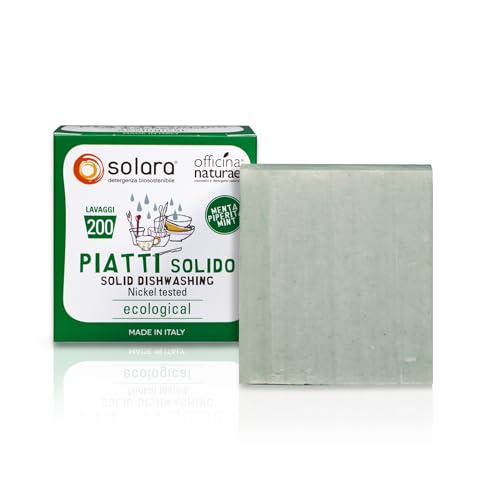 Officina Naturae | Solara Detersivo Piatti Solido Menta Piperita, Detersivo Concentrato, Sgrassaed Elimina Cattivi Odori, 180g